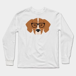 Coonhound With Nerdy Glasses Long Sleeve T-Shirt